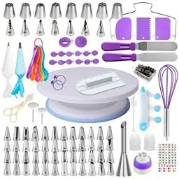 Produktbild: Boyun Torten Zubehör Set-137 Stücke,Kuchen Dekorieren Zubehör für Anfänger,Backwerkzeug mit Tortenplatte Drehbar,Spritzbeutel,Spritztüllen Tüllen,Abgewinkelter Spatel für Kuchen Torten,Keksen Cupcake