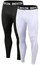 Produktbild: Boyzn 2er Pack Kompressionshose Herren, Sport Leggings Laufhose Lang Unterhose, Atmungsaktiv Tights Baselayer Fitness Leggings Sporthose Trainingshose für Fitness Joggen Basketball Black/White-2XL