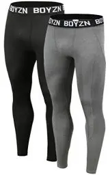 Produktbild: Boyzn 2er Pack Kompressionshose Herren, Sport Leggings Männer Atmungsaktiv Fitness Strumpfhosen, Funktionswäsche Tight Lang Unterhose, Laufhose Trainingstights für Fitness Gym Joggen Black/Gray-L