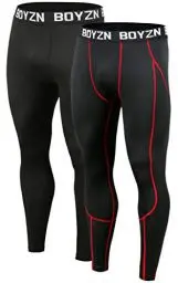 Produktbild: Boyzn 2er Pack Kompressionshose Herren, Sport Leggings Männer Atmungsaktiv Fitness Strumpfhosen, Funktionswäsche Tight Lang Unterhose, Laufhose Trainingstights für Fitness Gym Joggen Black/Red-L