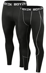 Produktbild: Boyzn 2er Pack Sport Leggings für Herren, Funktionsunterwäsche Kompressionshose Herren Fitness Strumpfhosen, Laufhose Tight Lange Unterhose Schnelltrocknende Sporthose Trainingshose Black(Grey)-XL