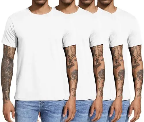Produktbild: Boyzn 4er Pack T-Shirts für Herren Basic aus Baumwolle, Lässige leichte Sommer Kurzarm Casual Top, Herren T-Shirts mit Rundhalsausschnitt 4White-4P04-XL