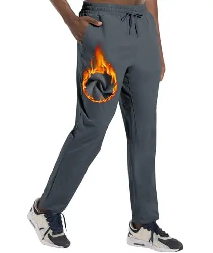 Produktbild: Boyzn Herren Winter Fleece Skihose mit Reißverschlusstaschen Warme Sweatpants Sonnenschutzhose Dark Grey-XL