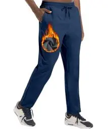 Produktbild: Boyzn Herren Winter Fleece Skihose mit Reißverschlusstaschen Warme Sweatpants Sonnenschutzhose Navy-L