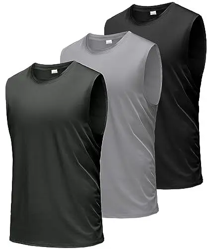 Produktbild: Boyzn Tank Top Herren 3er Pack Training Fitness Bodybuilding Tankshirt Schnelltrocknendes Muskelshirt Ärmellos Weste für Men Black/Grey/Dark Grey-3P05-XL