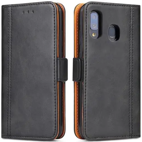 Produktbild: Bozon Galaxy A40 Hülle, Leder Tasche Handyhülle für Samsung Galaxy A40 Schutzhülle Flip Wallet mit Ständer und Kartenfächer/Magnetverschluss (Schwarz)