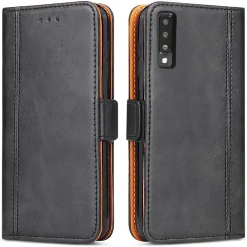 Produktbild: Bozon Galaxy A7 2018 Hülle, Leder Tasche Handyhülle für Samsung Galaxy A7 (2018) Schutzhülle Flip Wallet mit Ständer und Kartenfächer/Magnetverschluss (Schwarz-Grau)