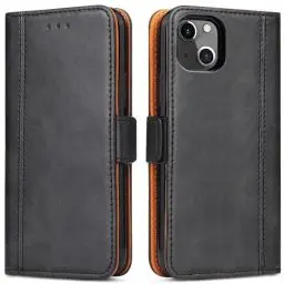 Produktbild: Bozon Handyhülle für iPhone 13, iPhone 14 Leder Klapphülle Handytasche Kartenfach Klappständer Magnetisch Lederhülle für Apple iPhone 13/ iPhone 14, Schwarz