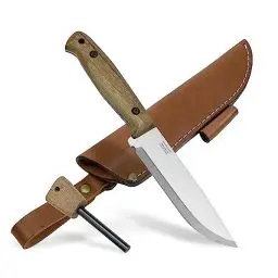 Produktbild: BPS Knives Adventurer - Bushcraft-Messer - Feststehendes Kohlenstoffstahlmesser mit Lederscheide und Feuerstarter - Outdoor Full-Tang-Messer - Campingmesser - Survival Campmesser