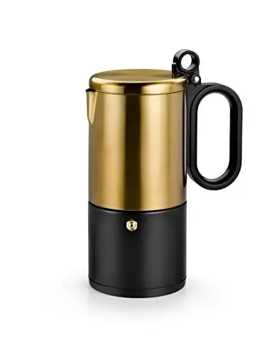 Produktbild: BRA Kaffe | Kaffeemaschine aus Edelstahl für 6 Tassen, Schwarz und Kupfer, für alle Herdarten und Induktion geeignet