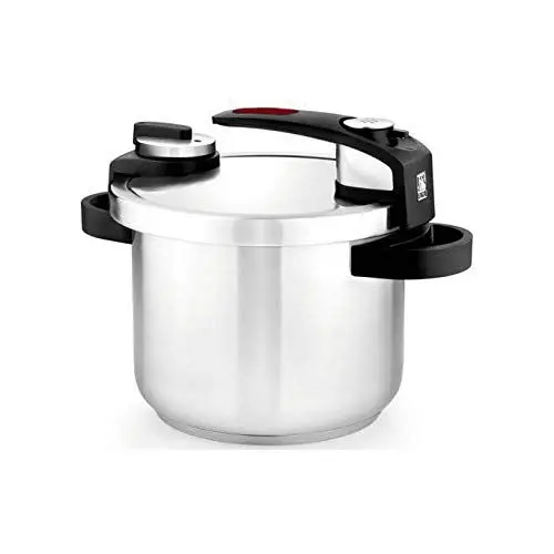 Produktbild: BRA Tekna | Schneller, leicht zu öffnender 6-Liter-Schnellkochtopf aus Edelstahl 18/10, mit 2 Kochprogrammen und Öffnungssperrsystem, geeignet für alle Arten von Küchen