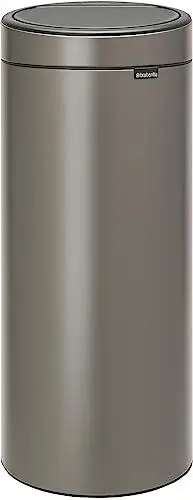 Produktbild: Brabantia 115363 Touch Bin New mit herausnehmbaren Kunststoffeinsatz, 30 L, Edelstahl, platinum, 32.8 x 32.8 cm
