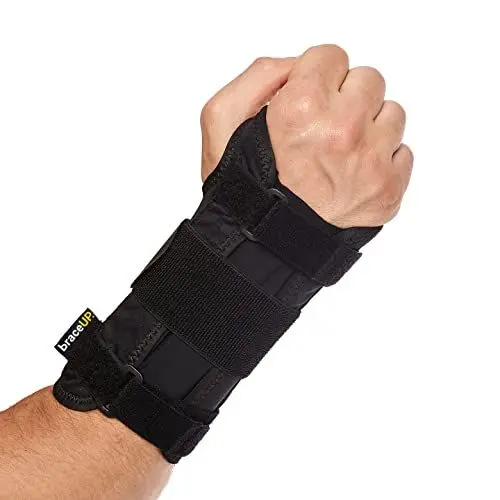 Produktbild: BraceUP Handgelenkstütze mit Metall Linke und Rechte Hand - Handgelenkbandage, Handgelenk Bandagen, für SehnenscheidenEntzündung (S/M, Rechte Hand)