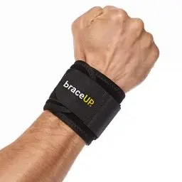 Produktbild: BraceUP - Handgelenkbänder und Kompressionsbinden für Sehnenscheidenentzündungen, Tennis, Fitnessstudio, Training, eine verstellbare Größe (Schwarz)