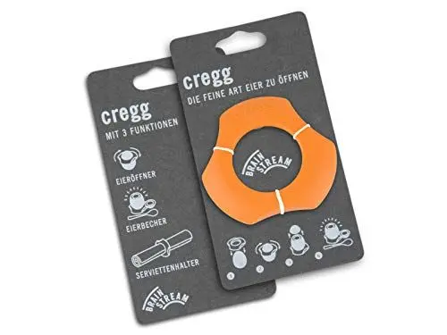 Produktbild: cregg - Orange -Eierköpfer 3-in-1 - Eieröffner, Eierbecher & Servierring in einem - Made in Germany - Eierschalenöffner, Ei Öffner, Egg Shell Opener - Küchen Gadget & Geschenkidee