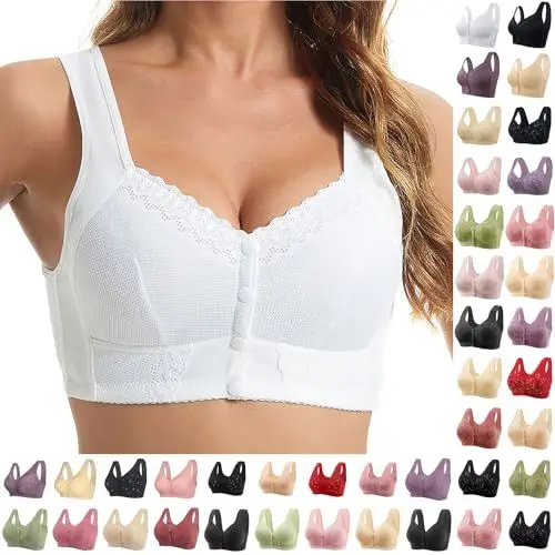 Produktbild: Bralette Gepolstert Sale Bequemer Baumwoll Bh Für Senioren 2024 Neuer Bequemer Bh Damen Große Größe Vorne Offen Schnalle Nicht-Stahl-Ring Versammelt, Um Seite Brüste Schön Z Bustier Damen Sexy Sale