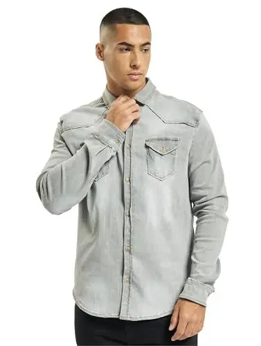 Produktbild: Brandit Riley Denim Shirt Long Sleeve, Farbe: Grey Denim, Größe: L