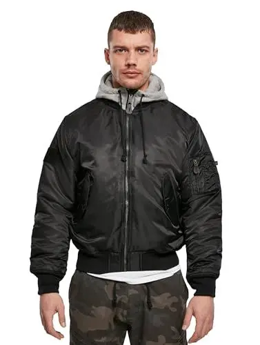 Produktbild: Brandit MA1 Sweat Hooded Jacket, Farbe: black-grey, Größe: M