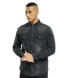 Produktbild: Brandit Riley Denim Shirt Long Sleeve, Farbe: Black, Größe: L