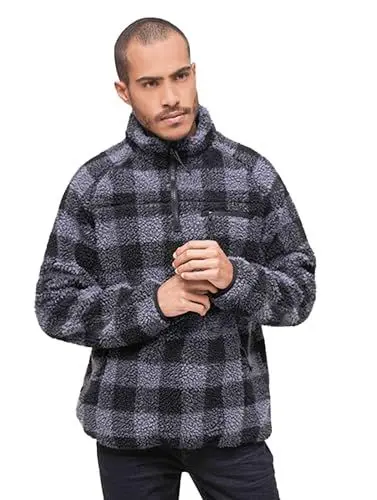 Produktbild: Brandit Teddyfleece Troyer, Farbe: Black/Grey, Größe: M