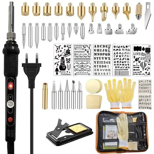 Produktbild: Brandmalerei Lötkolben Set,Brandmalkolben Set 60W Einstellbare Temperatur 200-450°C,Brennkolben für Holz Leder Gravieren DIY Kunst,Schweißen,Skulptur Holzbrandmalerei.