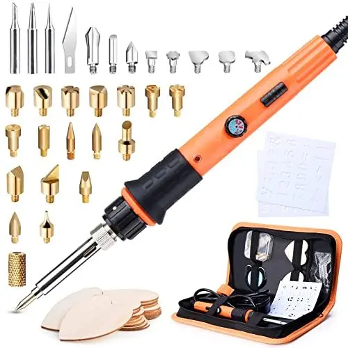 Produktbild: Brandmalerei Lötkolben Set, Brandmalkolben Set Temperatur Einstellbar 220~480 ℃ für Holz Leder Brennkolben DIY Kunst Geschenkset Farbstifte, Leder Gravieren Schweißen, Skulptur Holzbrandmalerei