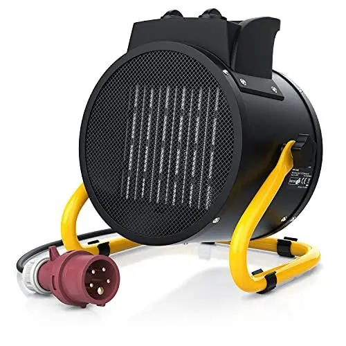 Produktbild: Brandson Heizlüfter 5000 Watt, Heizstrahler 5KW mit 400 Volt Starkstrom 588m3/h, Extra stark, Bautrockner Raumtrockner, 2 Heizstufen, Elektroheizgebläse, für Baustelle Garage Werkstatt