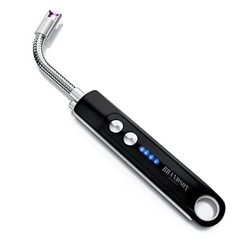 Produktbild: Brandson - Feuerzeug elektrisch - Stabfeuerzeug Lichtbogen mit Akku - USB aufladbar - Kaminanzünder - für Küche Kerzen Gasherde Grill Kamin - inkl. Beleuchtung - Taschenlampenfunktion