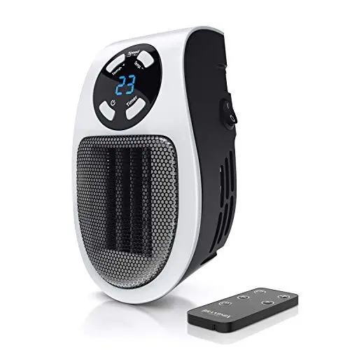 Produktbild: Brandson - Heizlüfter energiesparend leise - mit Fernbedienung - für die Steckdose - Keramik Heizung mit Thermostat - Überhitzungsschutz - Steckdosen Heizlüfter 500W - Badezimmer Schlafzimmer Büro