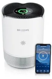 Produktbild: Brandson - Luftreiniger Allergiker 45 m² - Preisträger 2024 - CADR 158 m³/h - Air Purifier - Smart Home mit App - 4 Filterstufen HEPA Aktivkohle – Tierhaare Pollen Staub Schimmel Viren Raucherzimmer