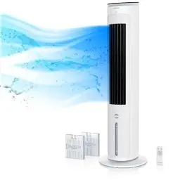 Produktbild: Brandson - Turmventilator mit Wasserkühlung - Preisträger 2024 - mobiler Luftkühler ohne Abluftschlauch - Luftbefeuchter Ventilator Standventilator - leise - Verdunstungskühler - 4L Wassertank