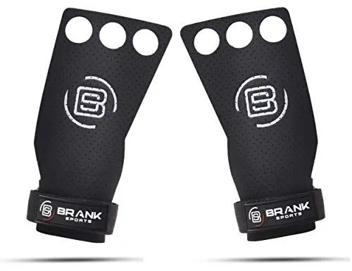 Produktbild: BRANK SPORTS® Leder Crossfit Handgriff 2 und 3 Löcher für Handschutz Crossfit Handgriff für Gymnastik oder für Krafttraining | kostenlose Garantieverlängerung