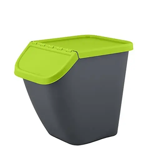 Produktbild: BranQ - Home essential – Mülltrennungssystem Pelikan zur Mülltrennung, Mülleimer 23 Ltr. mit abschließbarem Deckel, Kunststoff (PP) BPA-frei, Antrazit mit farbigem Deckel: Glas
