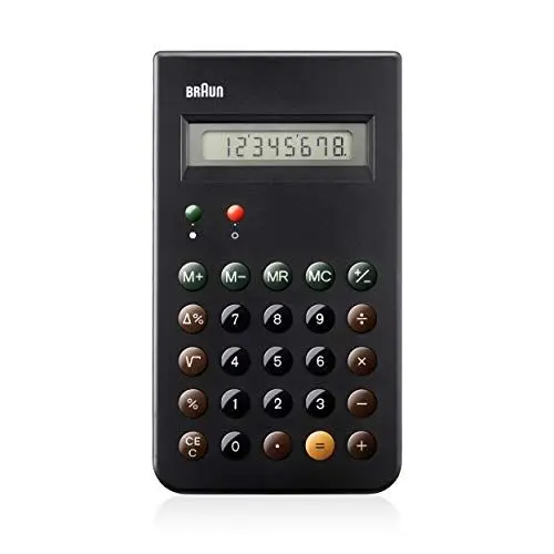 Produktbild: BRAUN BNE 001 BK KULT-TASCHENRECHNER, DIETER RAMS, 8 STELLIGES LCD-DISPLAY INKLUSIVE HARTSCHALEN-SCHIEBECOVER,SCHWARTZ