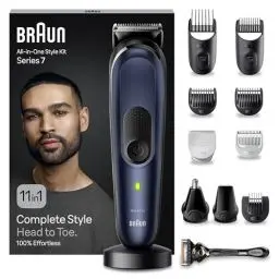 Produktbild: Braun All-In-One Bartpflege Bodygroomer Set, 11-in-1 Barttrimmer, Nasenhaartrimmer, Trimmer/Haarschneider Herren, Haarschneidemaschine, Bartschneider, 100 Min. Akkulaufzeit, MGK7450