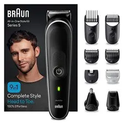 Produktbild: Braun All-In-One Bartpflege Bodygroomer Set, Barttrimmer / Bartschneider, Nasenhaartrimmer, Trimmer/Haarschneider Herren, Haarschneidemaschine, wiederaufladbar, 100 Min. kabellose Laufzeit, MGK5410