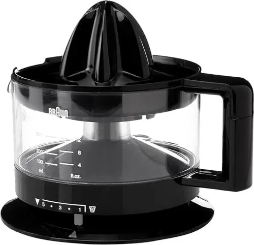 Produktbild: Braun CJ3000 BK Zitruspresse mit Schale präzisionskalibrierung 350 ml, Anzahl Fruchtfleisch dimmbar, automatische Start/Stop, schwarz