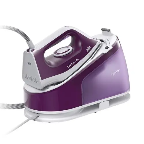 Produktbild: Braun CareStyle 1 Pro IS1514 VI Dampfbügelstation - Dampfbügeleisen mit FreeGlide 3D Technologie, Vertikaldampf, Anti-Tropf-Funktion, 1,7L Wassertank, 6 bar, 120 g/min, 2200W, Violett