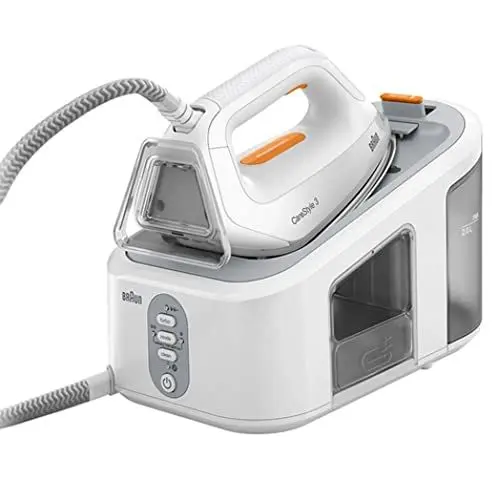 Produktbild: Braun CareStyle 3 Dampfbügelstation IS 3132 WH - mit FreeGlide 3D Bügelsohle, Pumpendruck 6 bar, großer 2 L Wassertank, Eco-Funktion, weiß/orange