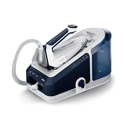 Produktbild: Braun CareStyle 7 Pro Dampfbügelstation IS 7282 BL – Dampfbügeleisen mit FreeGlide 3D Bügelsohle, iCare-Funktion, abnehmbarer 2 L Wassertank, Dampfstoß 600 g/min, 2700 Watt, Blau/Weiß