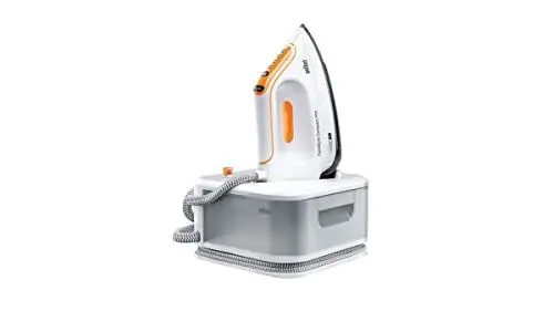 Produktbild: Braun CareStyle Compact Pro IS 2561 WH Dampfbügelstation, Dampfbügeleisen mit FreeGlide 3D Bügelsohle, Vertikaldampf, 2400W, Pumpendruck 6 bar, Dampfstoß 400 g/min, großer 1,5l Wassertank, Weiß/Orange