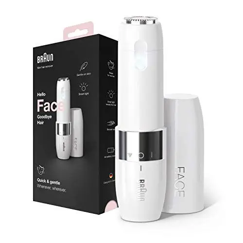 Produktbild: Braun Face Mini-Haarentferner, elektrischer Gesichtshaarentferner für Damen, kleiner Rasierer für schnelle und sanfte Rasur, Oberlippe, Kinn und Wangen, für unterwegs, mit Smartlight, FS1000, weiß