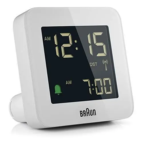Produktbild: Braun Digitaler Funkwecker Mitteleuropäische Zeitzone (MEZ) mit Schlummerfunktion, Negatives LC-Display, Schnelleinstellfunktion, Crescendo-Alarm in Weiß, Modell BC09W-DCF.