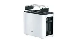 Produktbild: Braun HT 3010 WH Toaster | Doppelschlitz | Herausnehmbare Krümelschublade | Aufwärm- und Auftaufunktion | 7 Röstgrade | Separater Brötchenaufsatz | Weiß