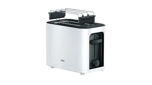 Produktbild: Braun HT 3010 WH Toaster | Doppelschlitz | Herausnehmbare Krümelschublade | Aufwärm- und Auftaufunktion | 7 Röstgrade | Separater Brötchenaufsatz | Weiß