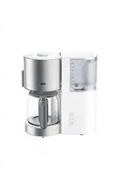 Produktbild: Braun Household Kaffeemaschine KF 5120 WH – IDCollection Filterkaffeemaschine mit AromaSelect & 10 Tassen Glaskanne, Entkalkungsanzeige, Reinigungsprogramm, 1000 Watt, Weiß/Edelstahl