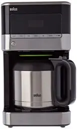 Produktbild: Braun PurAroma 7 Kaffeemaschine KF 7125 – Filterkaffeemaschine mit Thermoskanne und Timer-Funktion, Kaffeezubereiter für einzigartiges Aroma, 1000 Watt, Schwarz/Edelstahl
