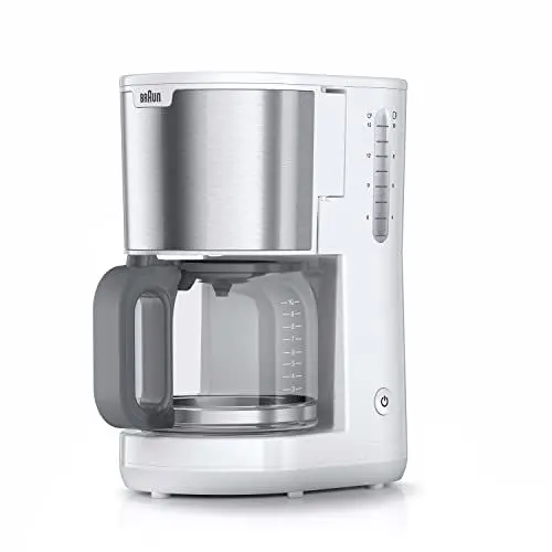 Produktbild: Braun PurShine KF 1500 WH Kaffeemaschine - Filterkaffeemaschine mit Glaskanne für bis zu 10 Tassen, OptiBrew-System, Automatische Abschaltung, 1000 Watt, Weiß, KF1500WH