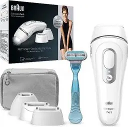Produktbild: Braun IPL Silk Expert Pro 3 Haarentfernungsgerät Damen/Herren, 3 Aufsätze, sichtbare Haarentfernung, Designed In Germany, Venus Rasierer, Alternative zu Laser Haarentfernung, PL3221, Weiß/Silber