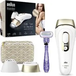 Produktbild: Braun IPL Silk Expert Pro 5 Haarentfernungsgerät, für dauerhaft sichtbare Haarentfernung, Venus Rasierer & Tasche, Alternative zur Laser Haarentfernung, Geschenk für Frauen, PL5137, weiß/gold